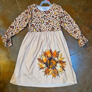Charming Leopard and Sunflower Kids Dress
